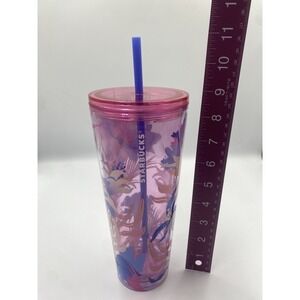 Starbucks Pink Floral Venti Cold Cup 24oz Summer 2023 Design Great Condition!